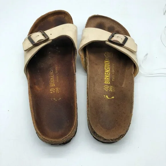 Birkenstock Madrid BirkoFlor Sandals Slides Shiny Ivory 40 Womens US 9 Narrow - Picture 7 of 11